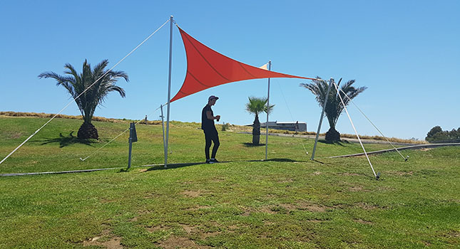 Shade sail for safety marshals