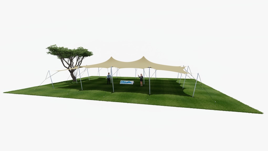 RHI-stretch-tent 15 m x 5 m, zwevend