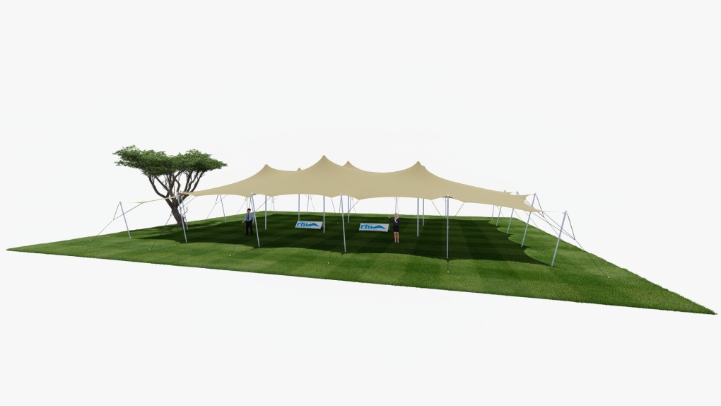tente stretch RHI 21 m x 15 m, flottante