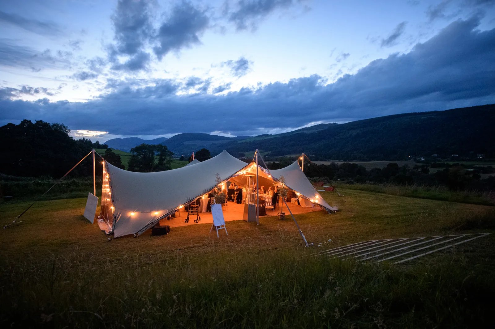 Stretch tent walling and clear dooring in the Scottish Highlands