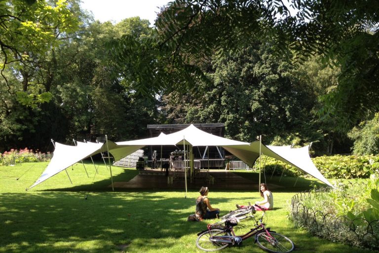Tente de parc RHI 5 m x 15 m, « tente stretch » chino