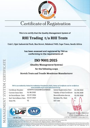 Certificate ISO 9001 RHI Tents 2025