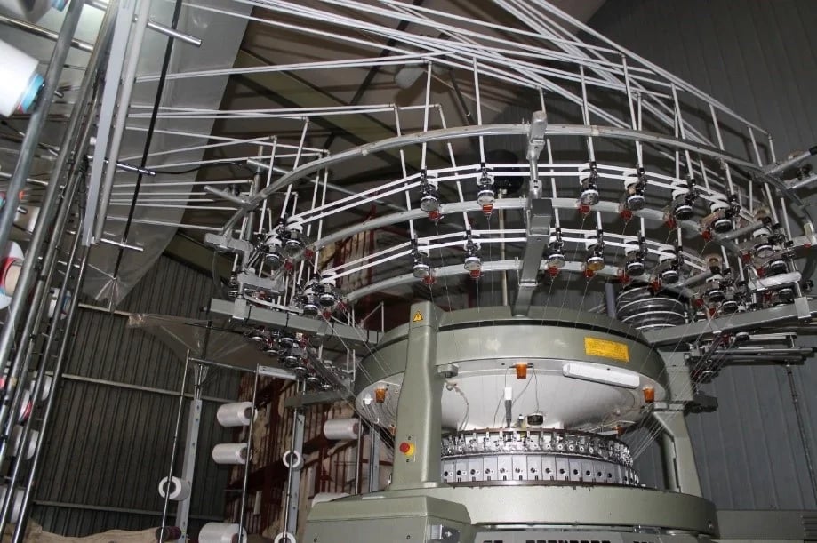 Rundstrickmaschine zur Herstellung von RHI-Gewebe